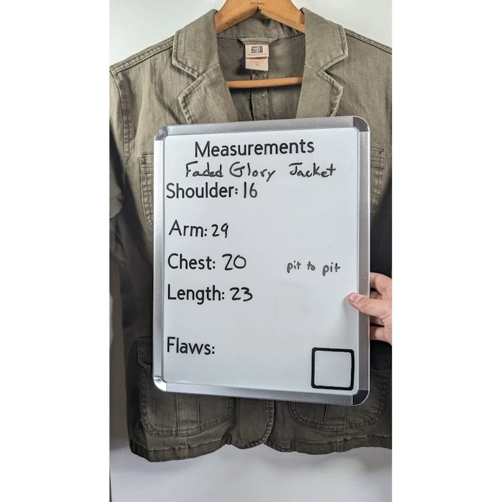 Y2K Faded Glory Jacket Womens Size 14 Studded Embroidered Military Utility Cargo